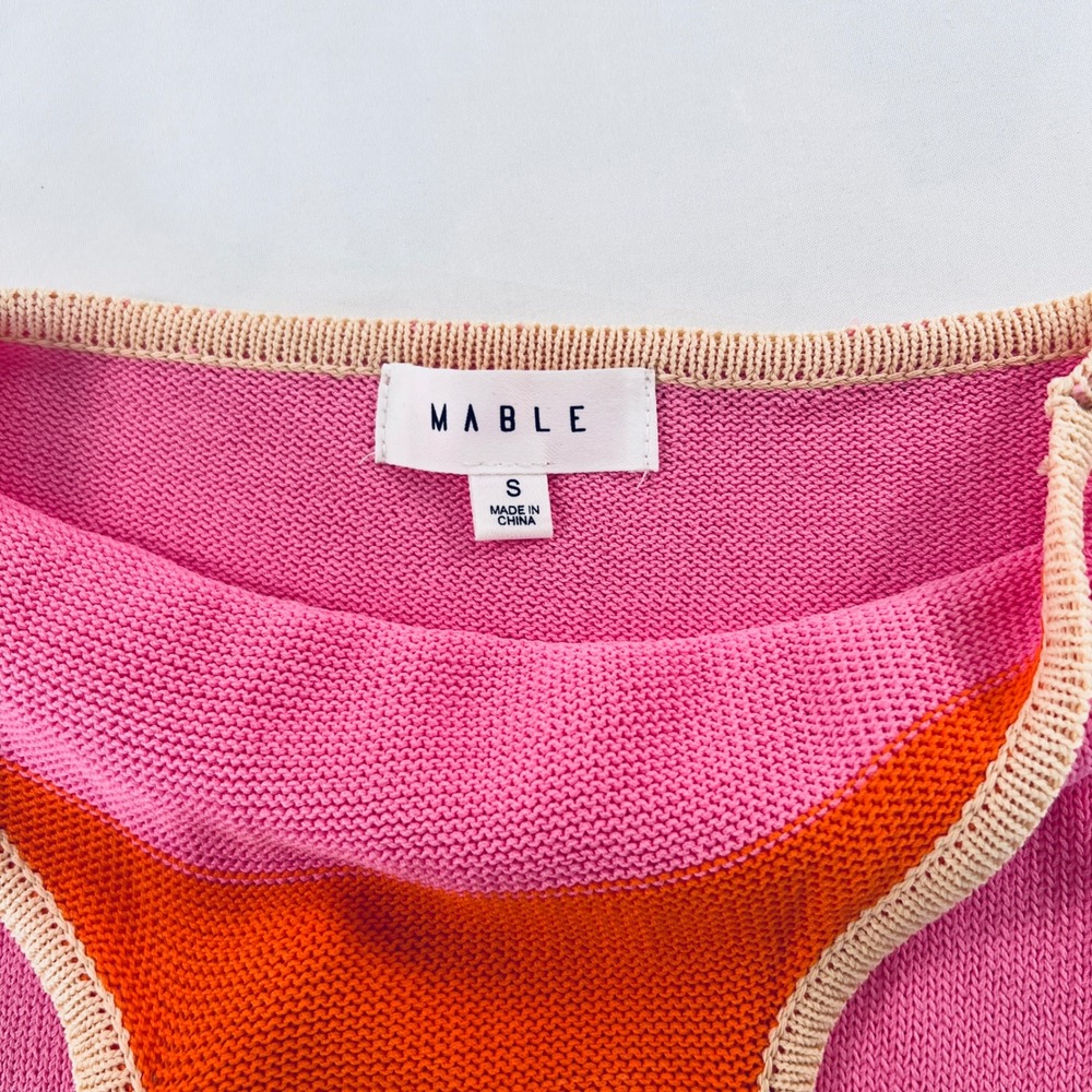 MABLE Colorblock Knit Cutout Maxi Dress Pink Orange Tan Womens Size Small Resort - Picture 4 of 8